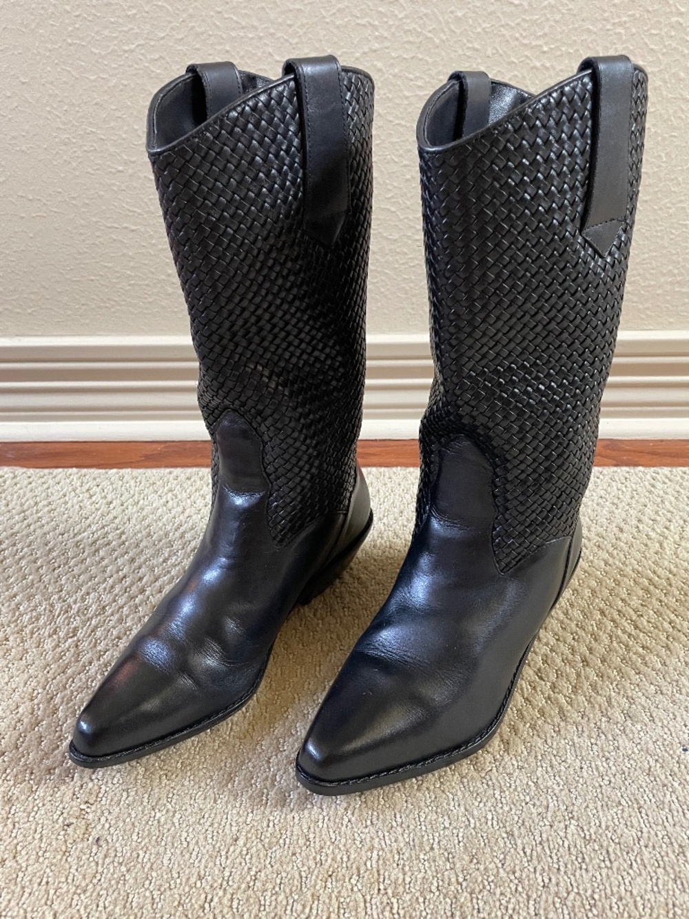 Dingo Black Woven Leather Western Boots (8)